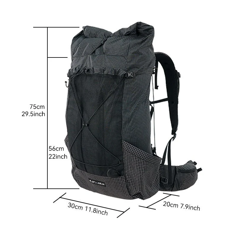 Sac à dos ultraléger / ultralight backpack 35L + 10L avec tissu imperméable UHMWPE 1kg "3F Ul Gear - Tianshan 45L"