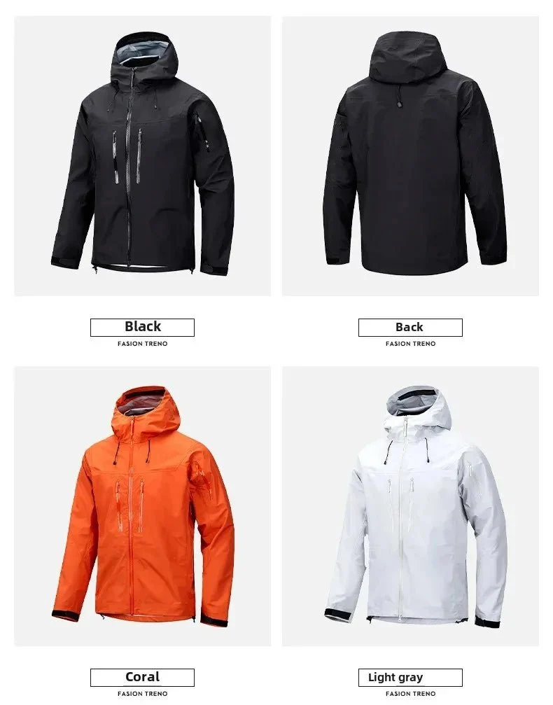 Veste de randonnée/ hardshell thermoscellée tissu imperméable PUL 3 couches anti-composite unisexe "Planète Rando - Storm Jocker"