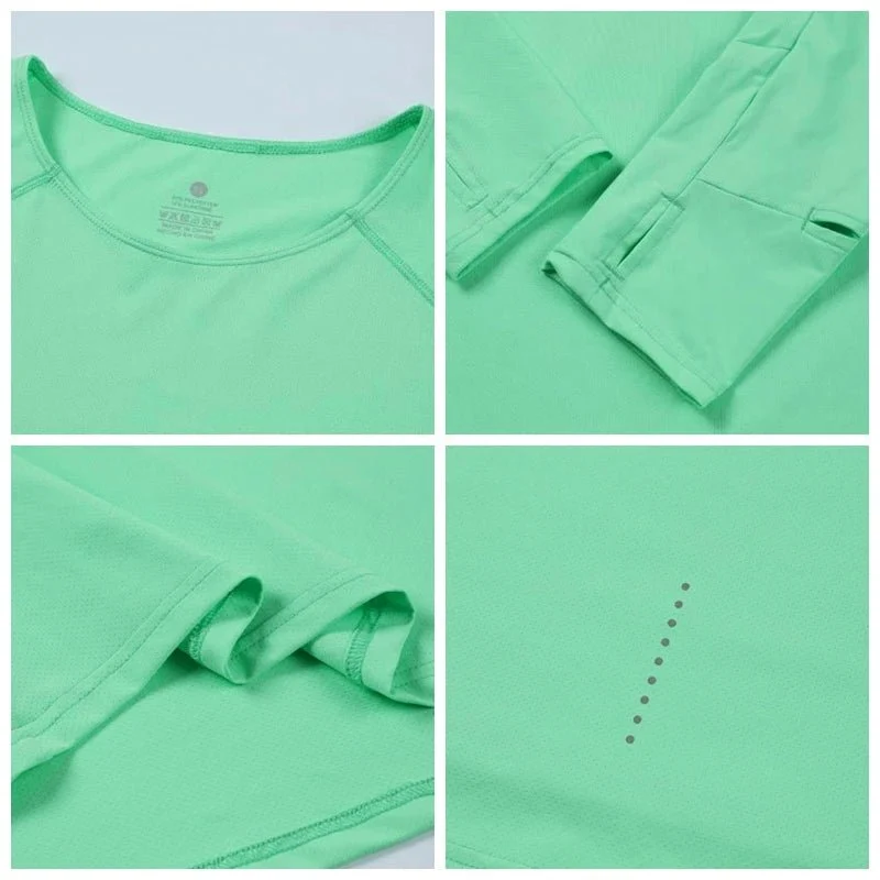 T-Shirt de course manches longues, Anti-UV UPF 50+, séchage rapide, pour homme avec passe-montre running "Queshark - DW154Z"