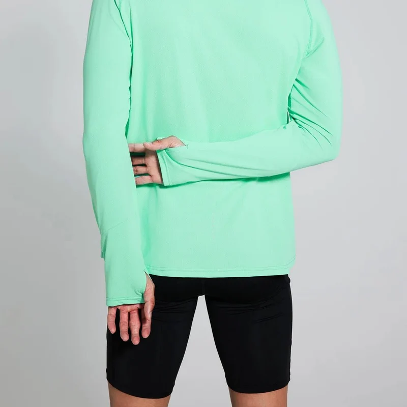 T-Shirt de course manches longues, Anti-UV UPF 50+, séchage rapide, pour homme avec passe-montre running "Queshark - DW154Z"
