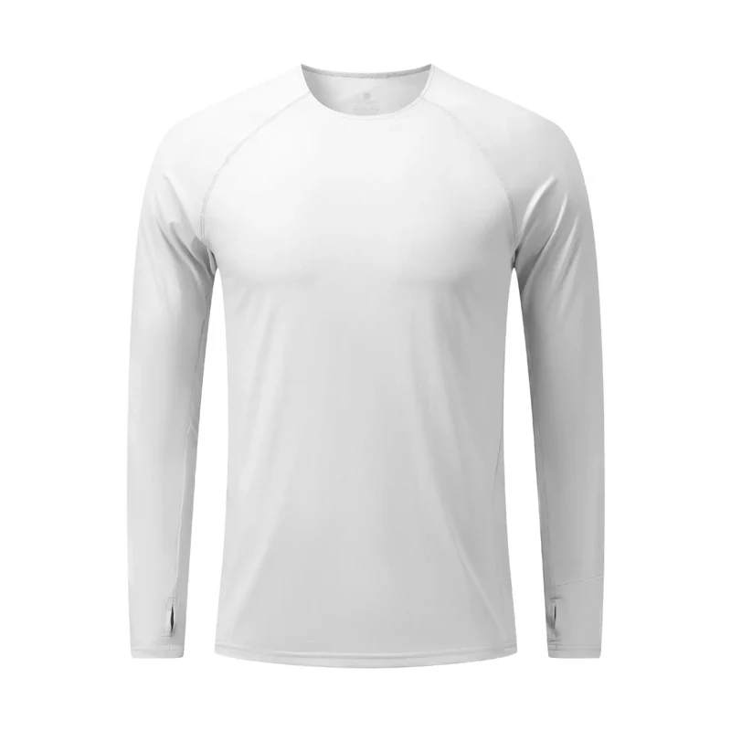 T-Shirt de course manches longues, Anti-UV UPF 50+, séchage rapide, pour homme avec passe-montre running "Queshark - DW154Z"