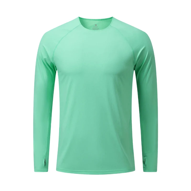 T-Shirt de course manches longues, Anti-UV UPF 50+, séchage rapide, pour homme avec passe-montre running "Queshark - DW154Z"