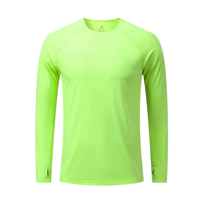 T-Shirt de course manches longues, Anti-UV UPF 50+, séchage rapide, pour homme avec passe-montre running "Queshark - DW154Z"