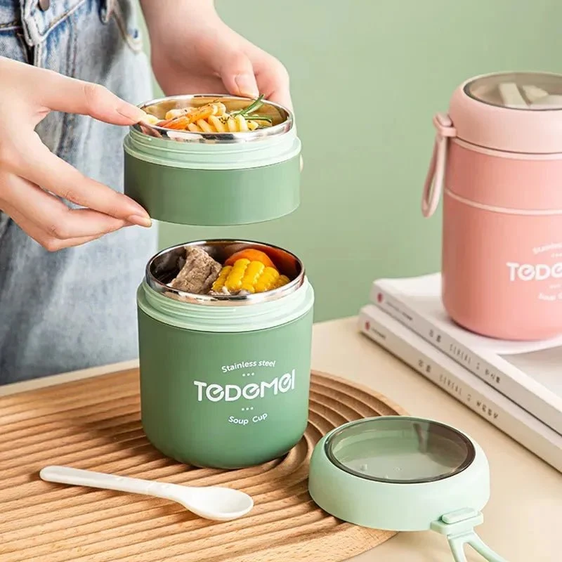 Boîte à lunch en acier inoxydable avec cuillère 710ml "Tedemei - Soup Cup"