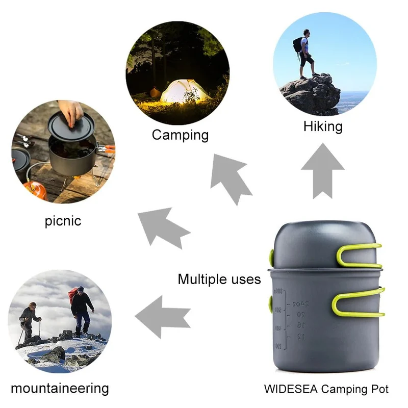 Popote en alliage d'aluminium pour le camping & bivouac "Widesea - WSC-101"