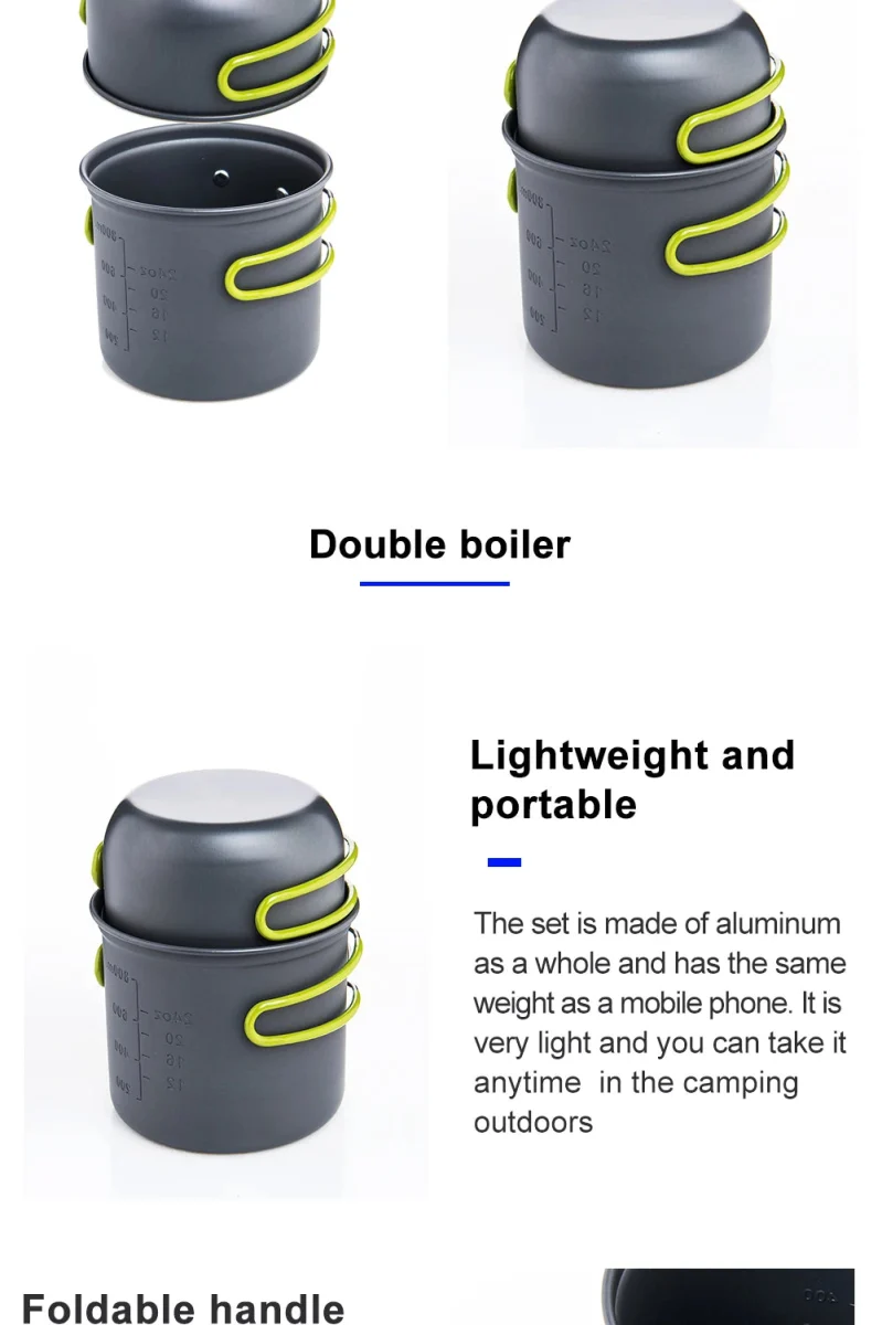 Popote en alliage d'aluminium pour le camping & bivouac "Widesea - WSC-101"