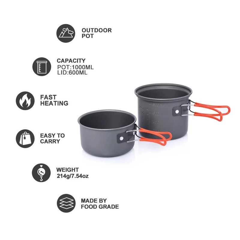 Popote en alliage d'aluminium pour le camping & bivouac "Widesea - WSC-101"