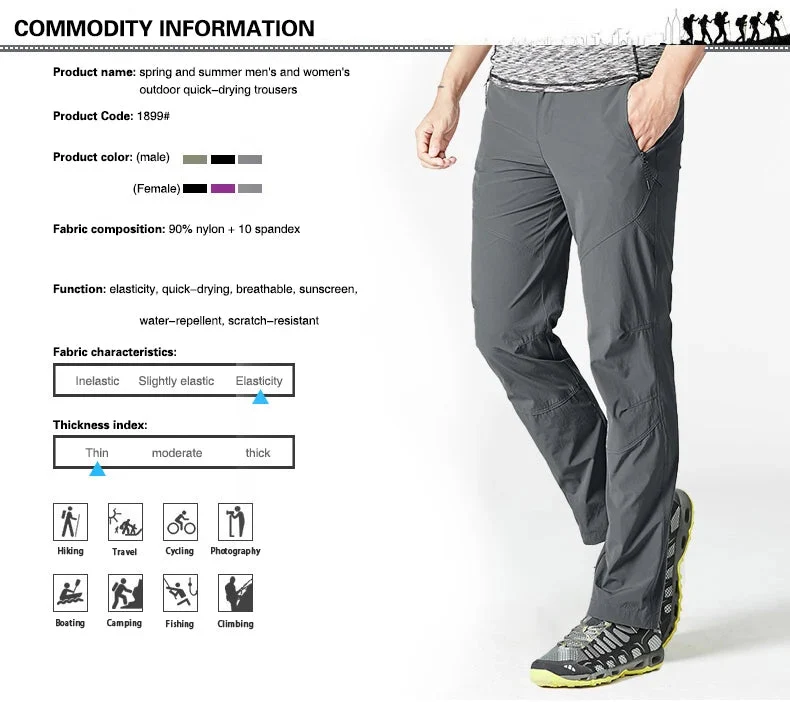 Pantalon de randonnée imperméable à séchage rapide pour homme "LNGXO - KWK1899A"