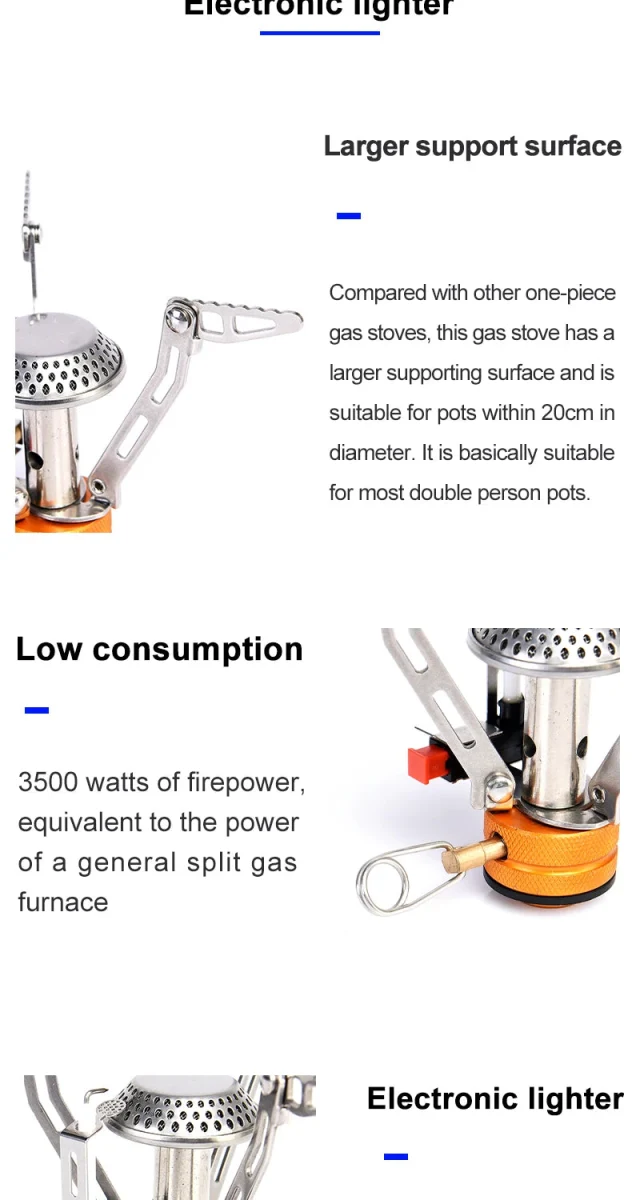 Réchaud à cartouche de gaz / brûleur pliable pour le camping, bivouac, randonnée "Widesea - WSS-103"