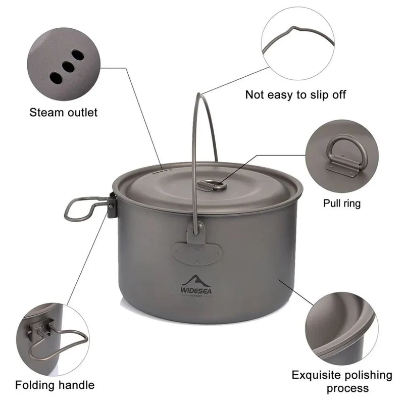 Batterie / popote de cuisine en titane pour camping "WIDESEA - WSTC Titanium series"