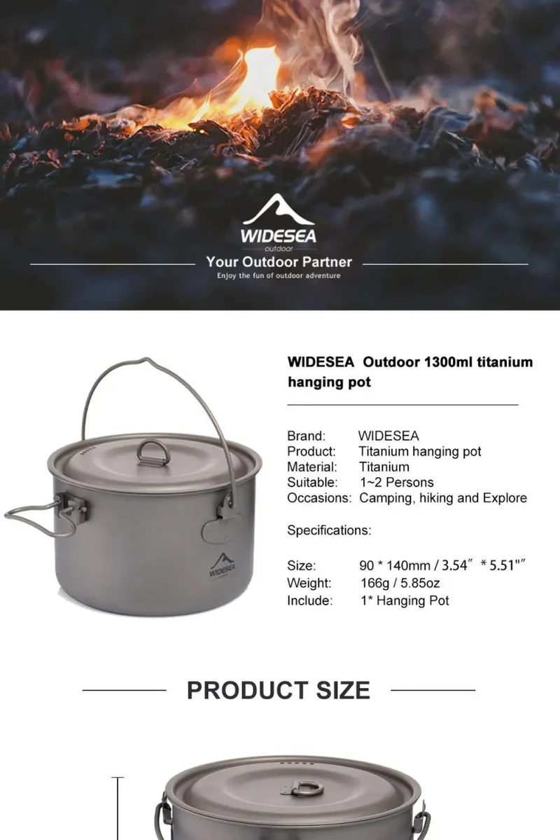 Batterie / popote de cuisine en titane pour camping "WIDESEA - WSTC Titanium series"