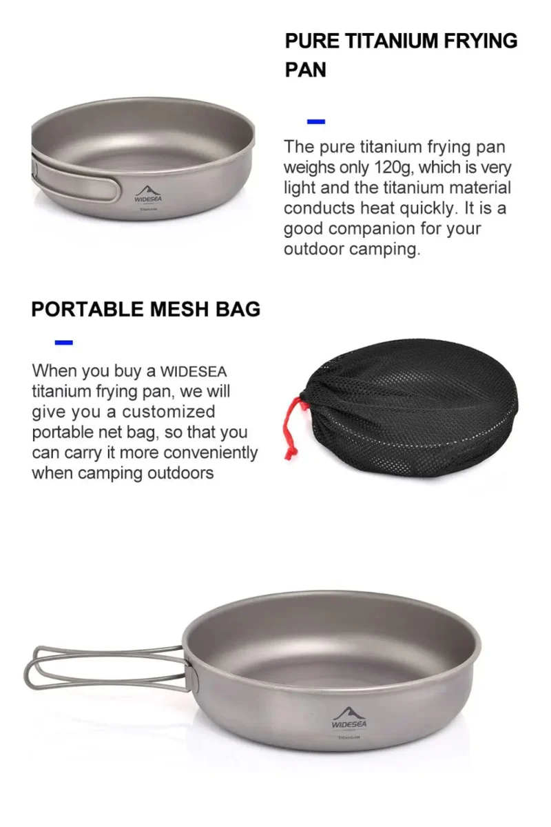 Batterie / popote de cuisine en titane pour camping "WIDESEA - WSTC Titanium series"