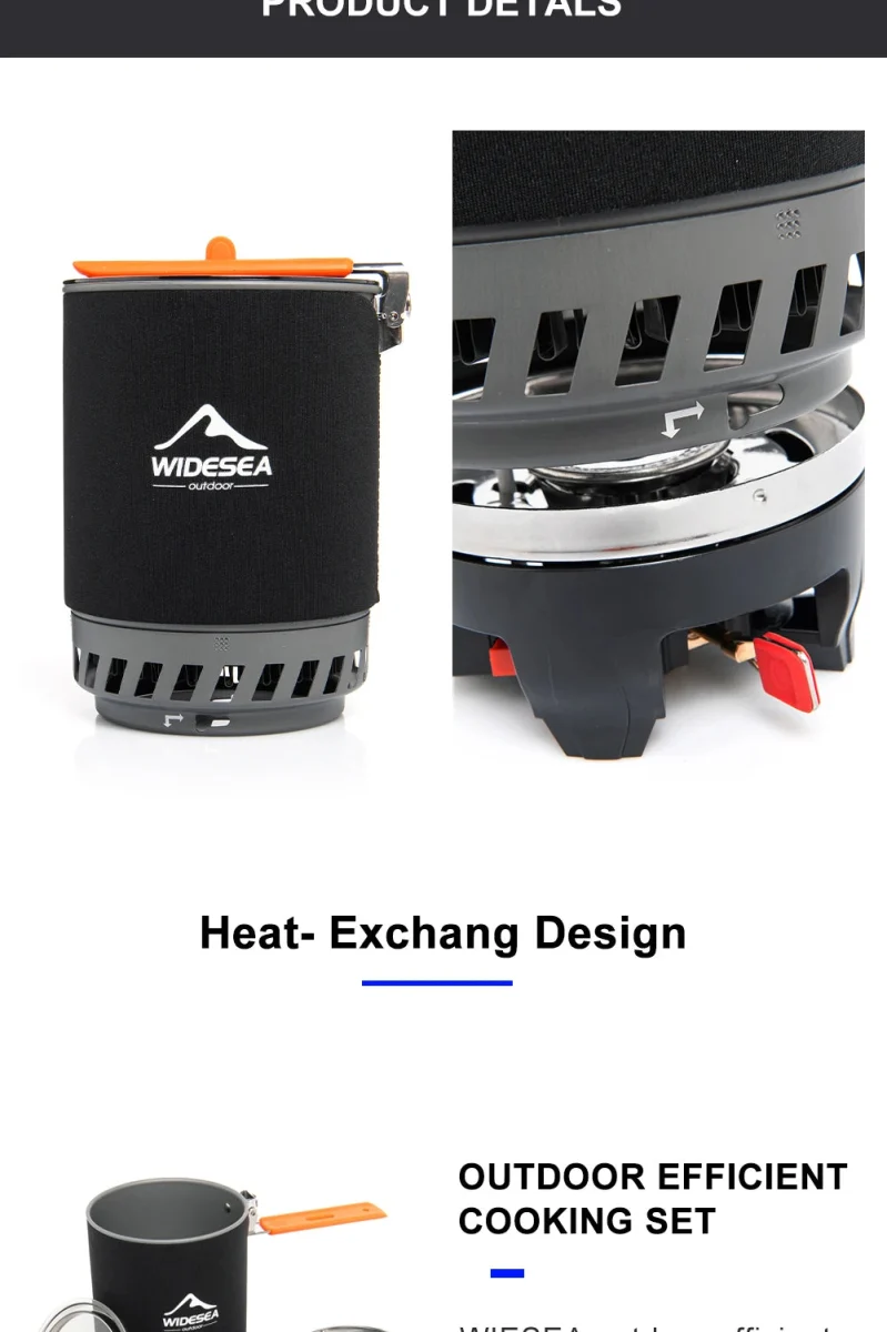 Système de cuisson avec réchaud intégré 16000BTU 635g "Widesea - WSJC-003"