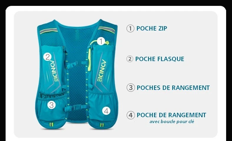 Sac à dos d'hydratation pour la course à pied / running / ultra trail 120g "AONIJIE – C9107"