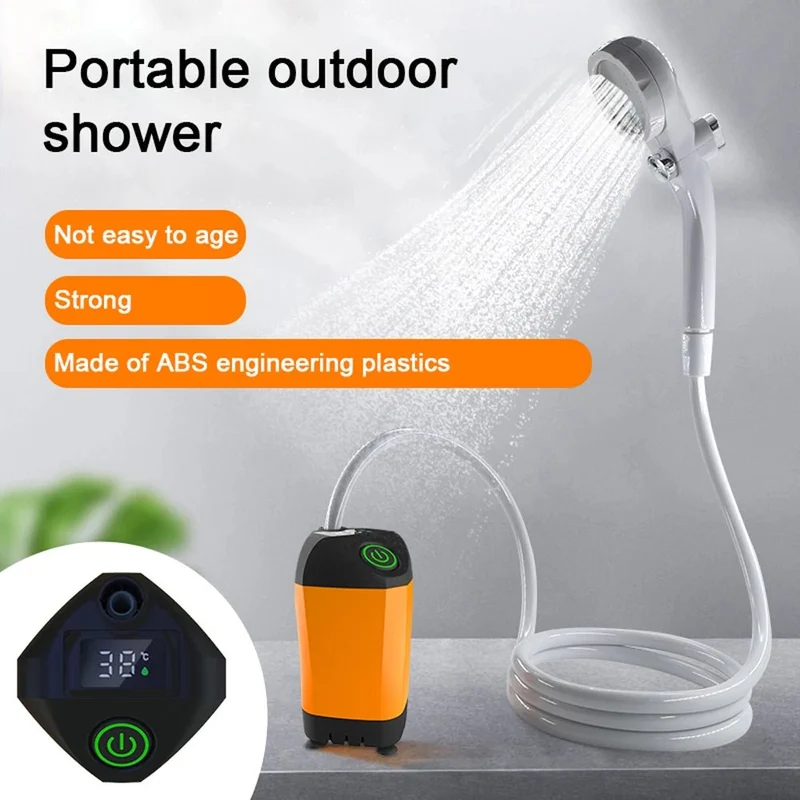 Douche de camping portable IPX7 étanche avec affichage numérique et pompe électrique "Portable Outdoor Camping - Sumersible pump"
