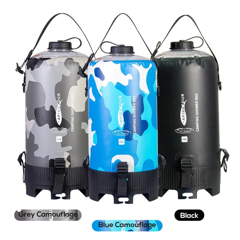 Sac de douche portable pour camping à pression en PVC 12L "Afishtour - Camping Shower Bag"