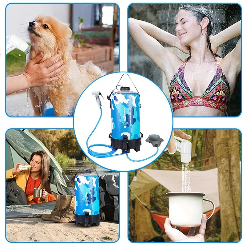 Sac de douche portable pour camping à pression en PVC 12L "Afishtour - Camping Shower Bag"