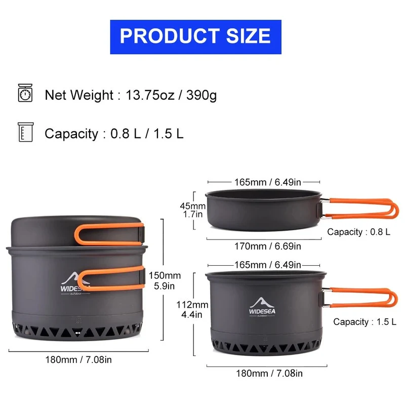 Ustensiles de cuisine de camping / bivouac "Widesea - Camping cookware set"