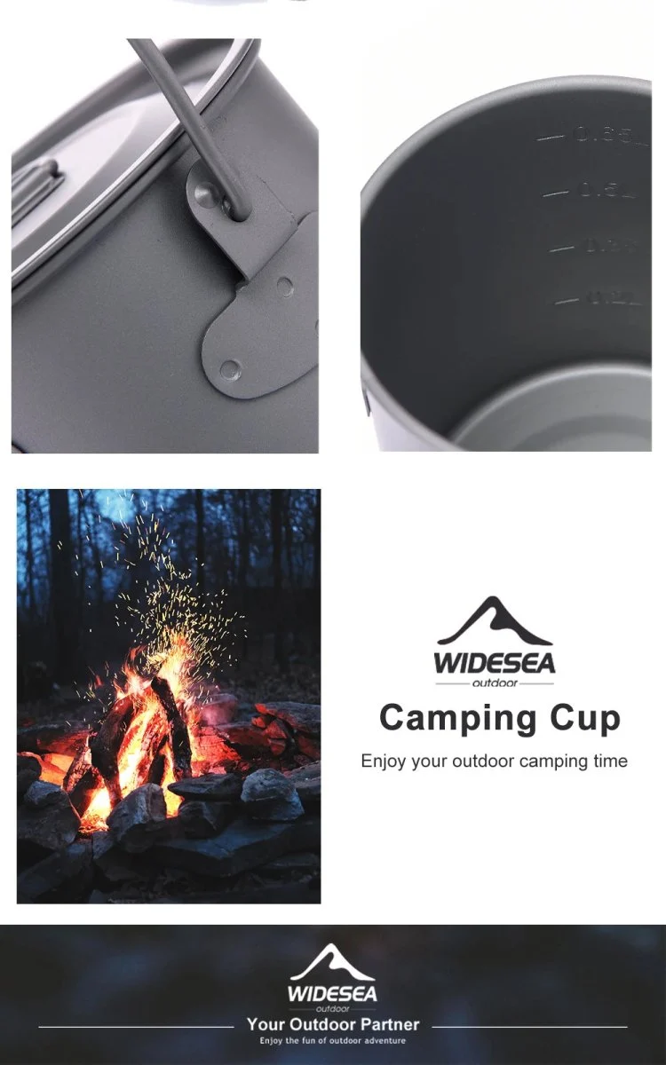 Tasse de camping en titane 200ml - 750ml à partir de 43g "Widesea - camping mug cup"
