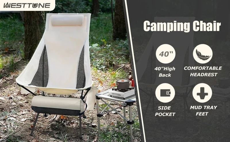 Chaise de camping pliante 1,3kg en tissu oxford 600D "WESTTUNE - Confortable camping chair"