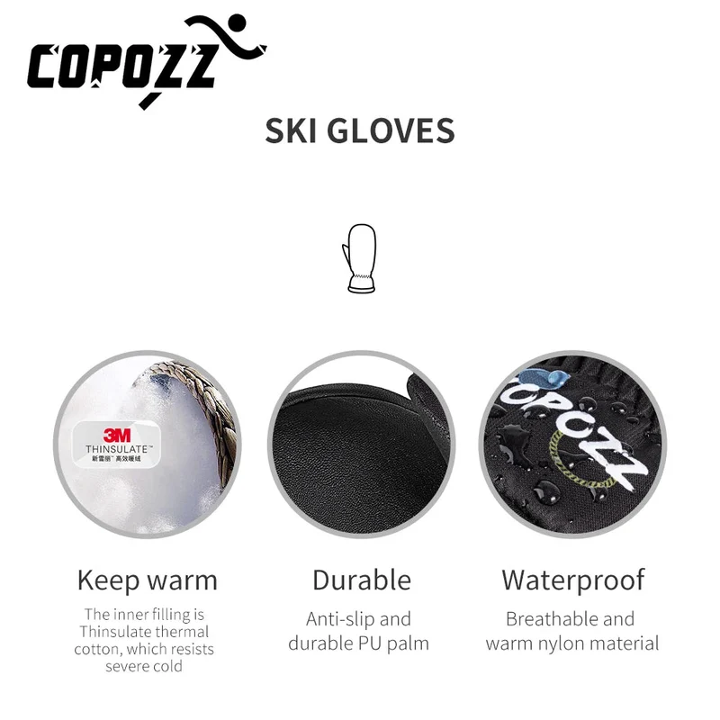 Gants de ski épais pour l'hiver -30℃ "COPOZZ - Snow 20600"