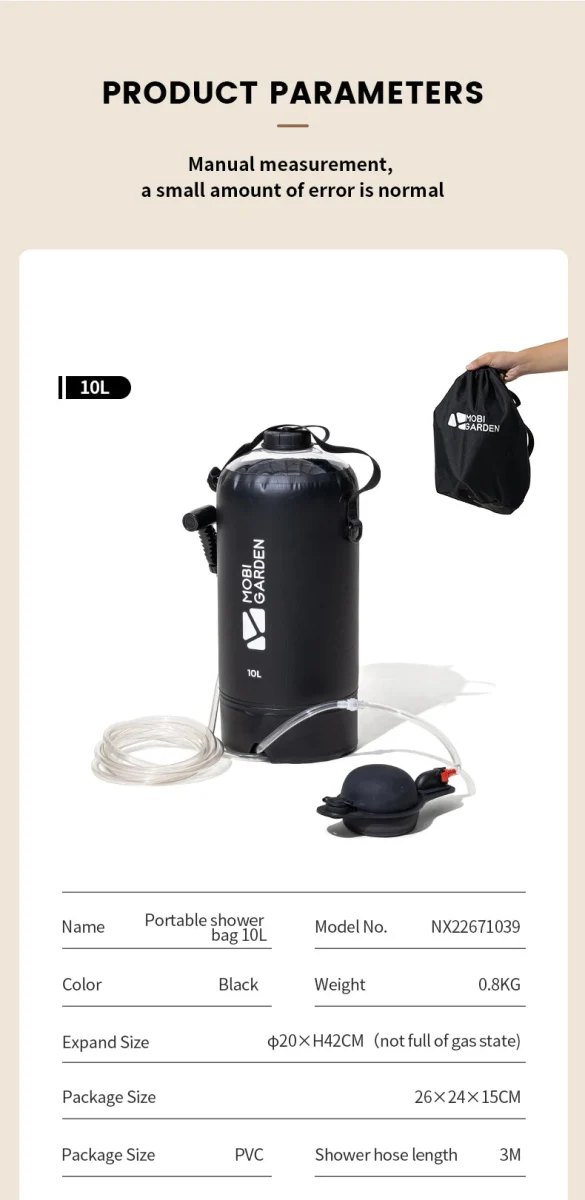 Douche portable solaire de camping avec pompe à pied 1kg "MOBI GARDEN - NX22671039"