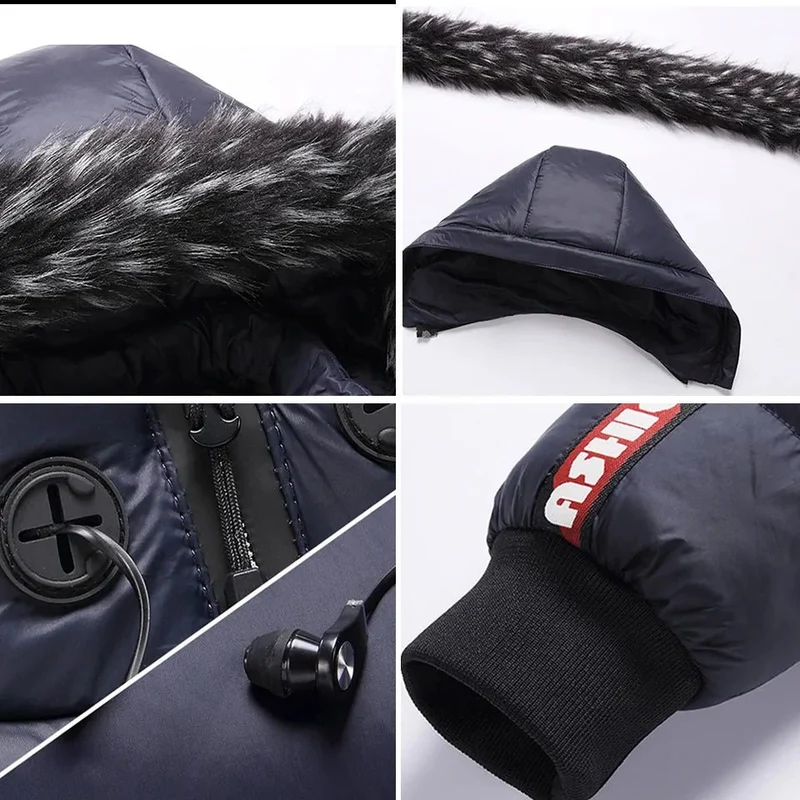 Parka d'hiver à capuche avec col en fourrure pour homme "Lzlltt- KB Fashion"