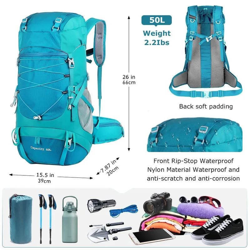 Sac à dos de randonnée avec housse de pluie 50L "WESTTUNE - Hiking Backpack"