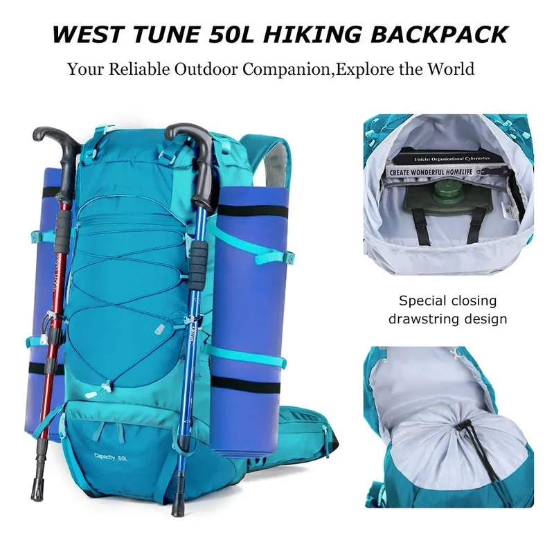 Sac à dos de randonnée avec housse de pluie 50L "WESTTUNE - Hiking Backpack"