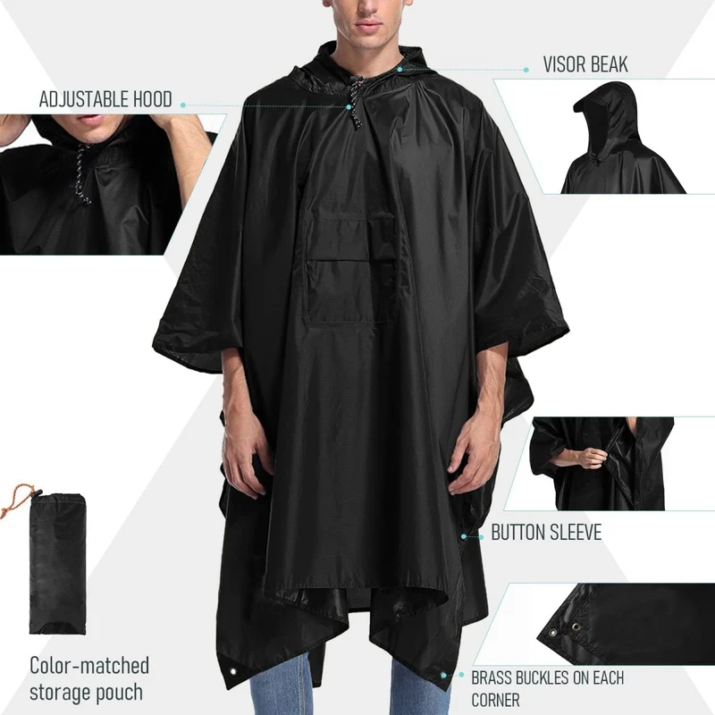 Poncho de pluie 3 en 1 imperméable avec poche centrale "Anyoo - TLM181 pocket series"