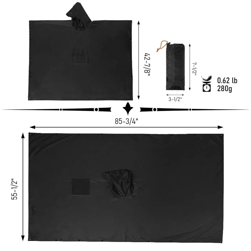 Poncho de pluie 3 en 1 imperméable avec poche centrale "Anyoo - TLM181 pocket series"