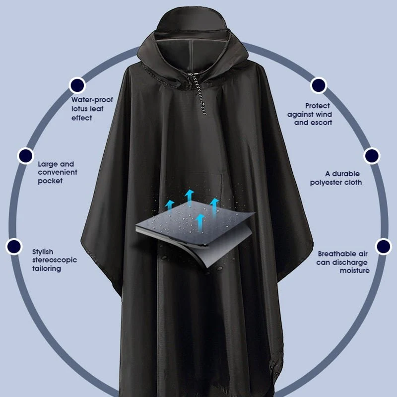 Poncho de pluie 3 en 1 imperméable avec poche centrale "Anyoo - TLM181 pocket series"