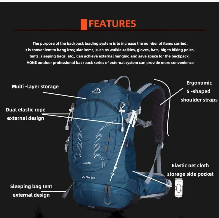 Sac à dos de randonnée avec dos filet et housse de pluie 30L "Ai one - Jason"