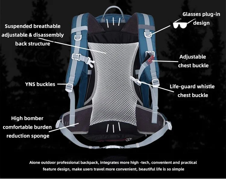 Sac à dos de randonnée avec dos filet et housse de pluie 30L "Ai one - Jason"
