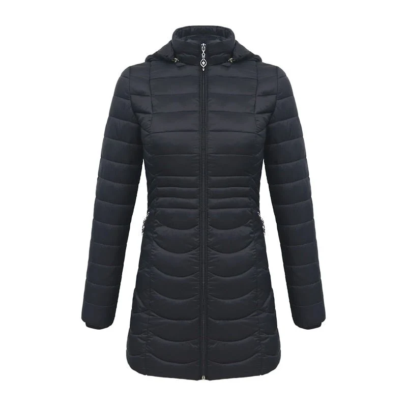 Doudoune synthétique longue & ultralégère avec capuche détachable pour femme "SANTELON – S20018"