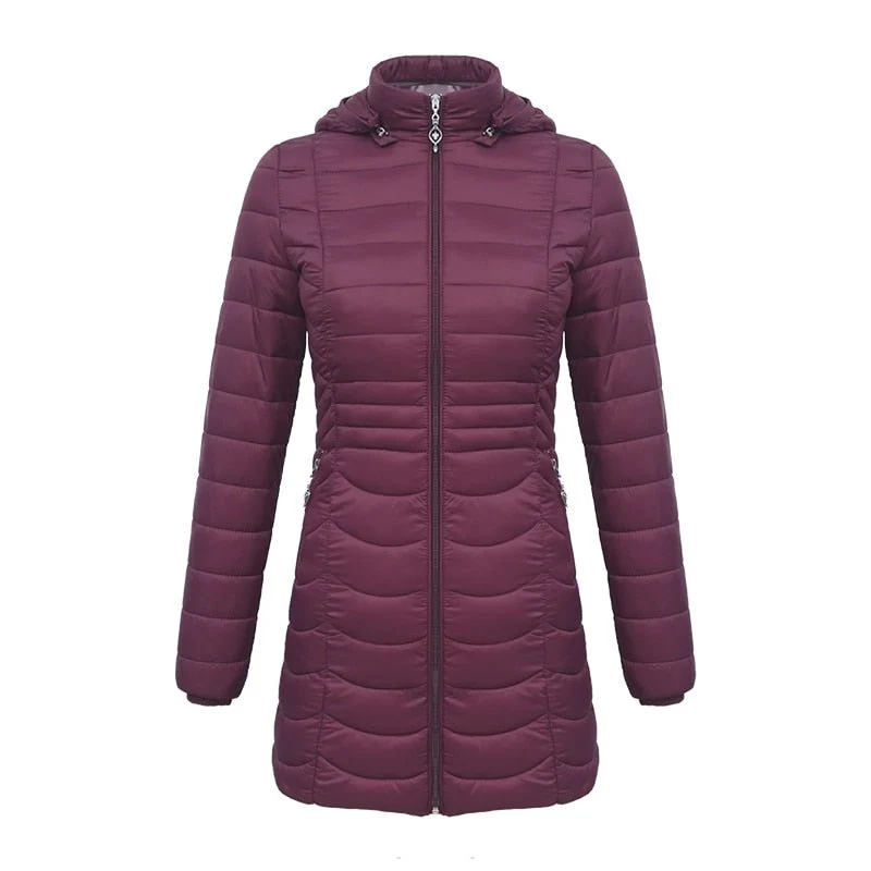Doudoune synthétique longue & ultralégère avec capuche détachable pour femme "SANTELON – S20018"