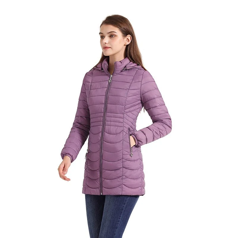 Doudoune synthétique longue & ultralégère avec capuche détachable pour femme "SANTELON – S20018"