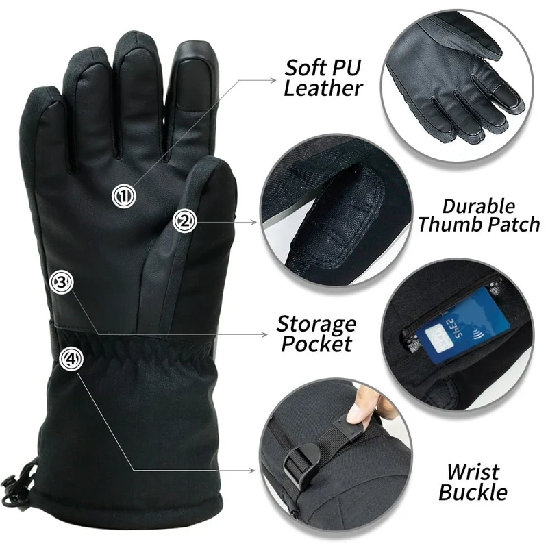 Gants de ski imperméables avec poche et compatibilité tactile "COPOZZ - Insultate"