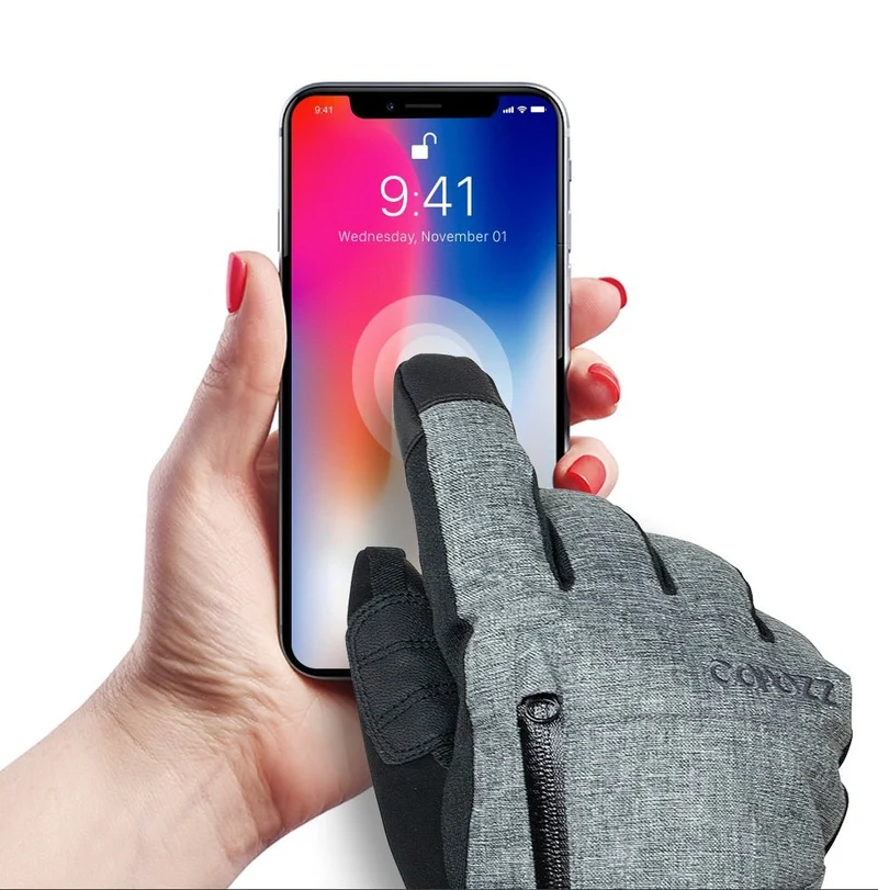 Gants de ski imperméables avec poche et compatibilité tactile "COPOZZ - Insultate"
