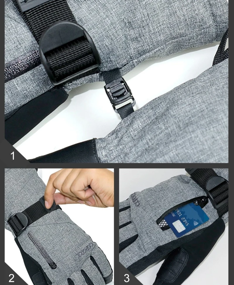 Gants de ski imperméables avec poche et compatibilité tactile "COPOZZ - Insultate"