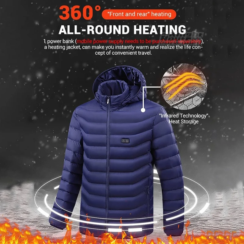 Veste chauffante avec capuche détachable 2-19 zones USB unisexe "Knight Route - All-round heating"