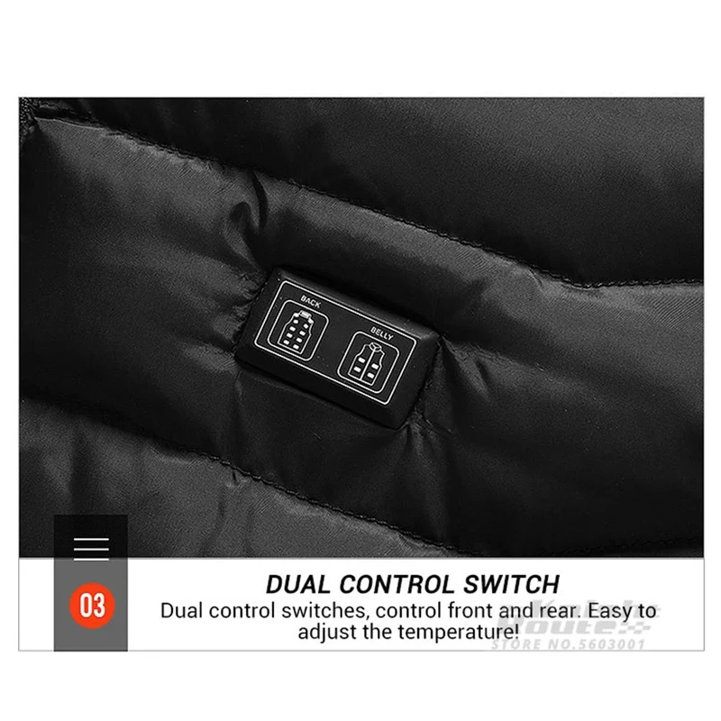 Veste chauffante avec capuche détachable 2-19 zones USB unisexe "Knight Route - All-round heating"