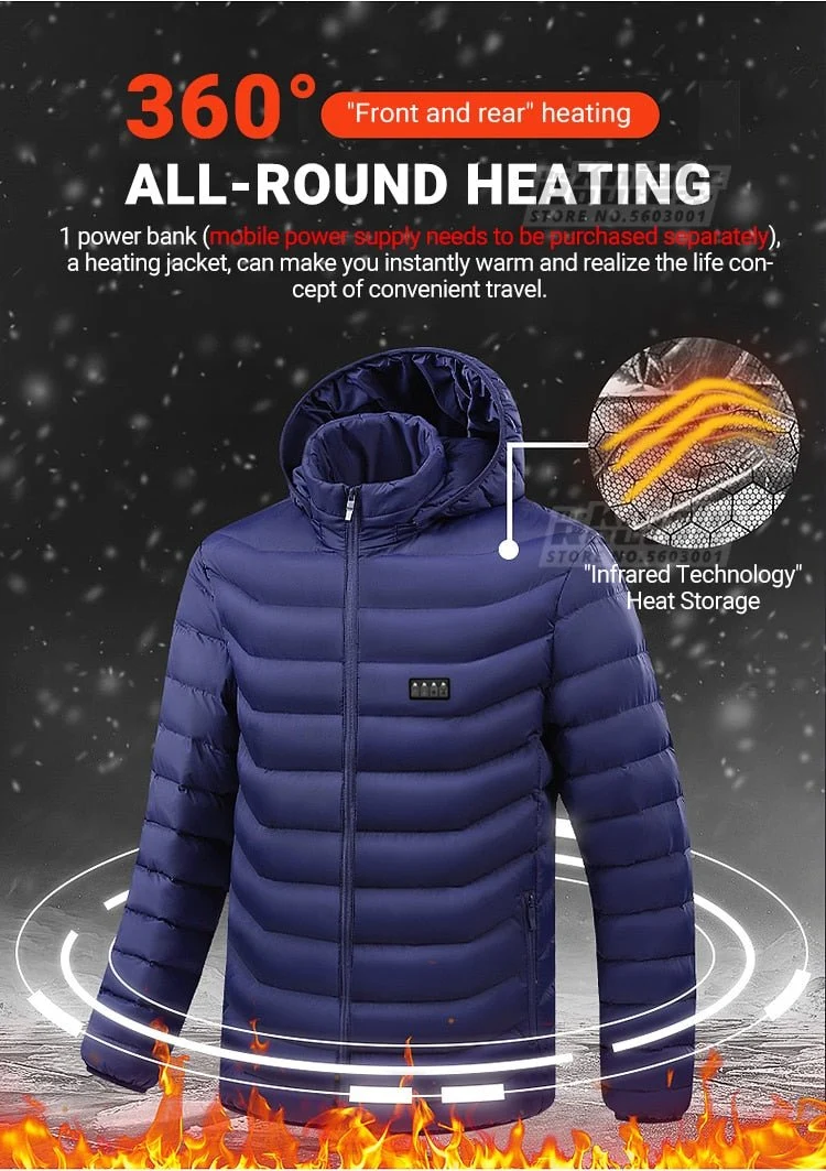 Veste chauffante avec capuche détachable 2-19 zones USB unisexe "Knight Route - All-round heating"