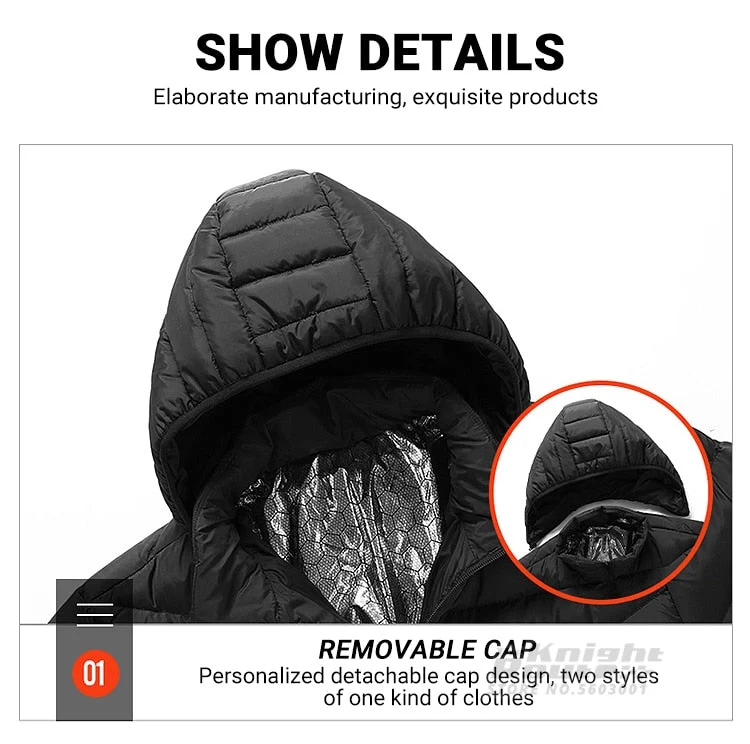 Veste chauffante avec capuche détachable 2-19 zones USB unisexe "Knight Route - All-round heating"