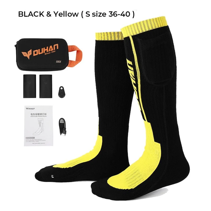 Chaussettes chauffantes électriques avec télécommande et batterie rechargeable "Kemi moto - Smart control"