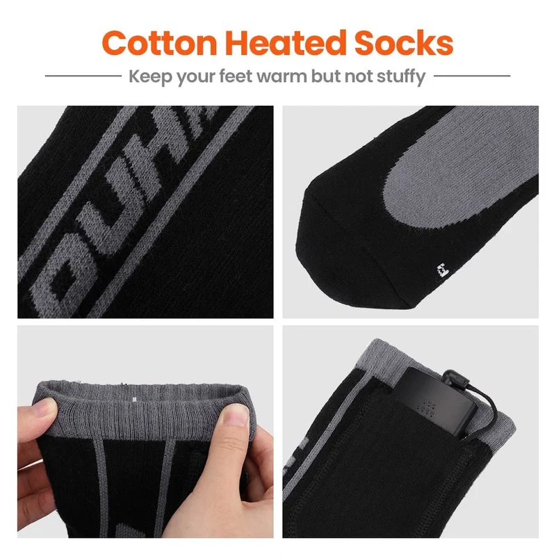Chaussettes chauffantes électriques avec télécommande et batterie rechargeable "Kemi moto - Smart control"