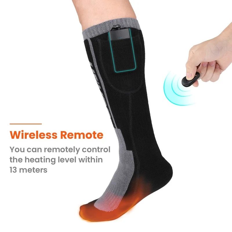 Chaussettes chauffantes électriques avec télécommande et batterie rechargeable "Kemi moto - Smart control"