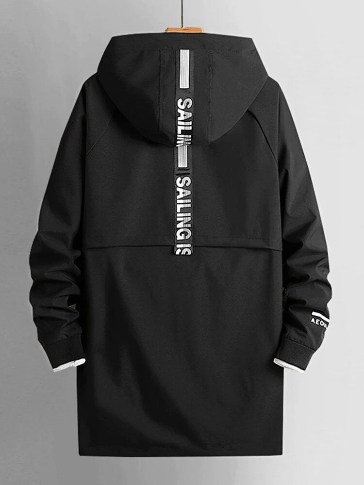 Trench-coat long / coupe-vent à capuche pour homme "Anbican - Space pace"