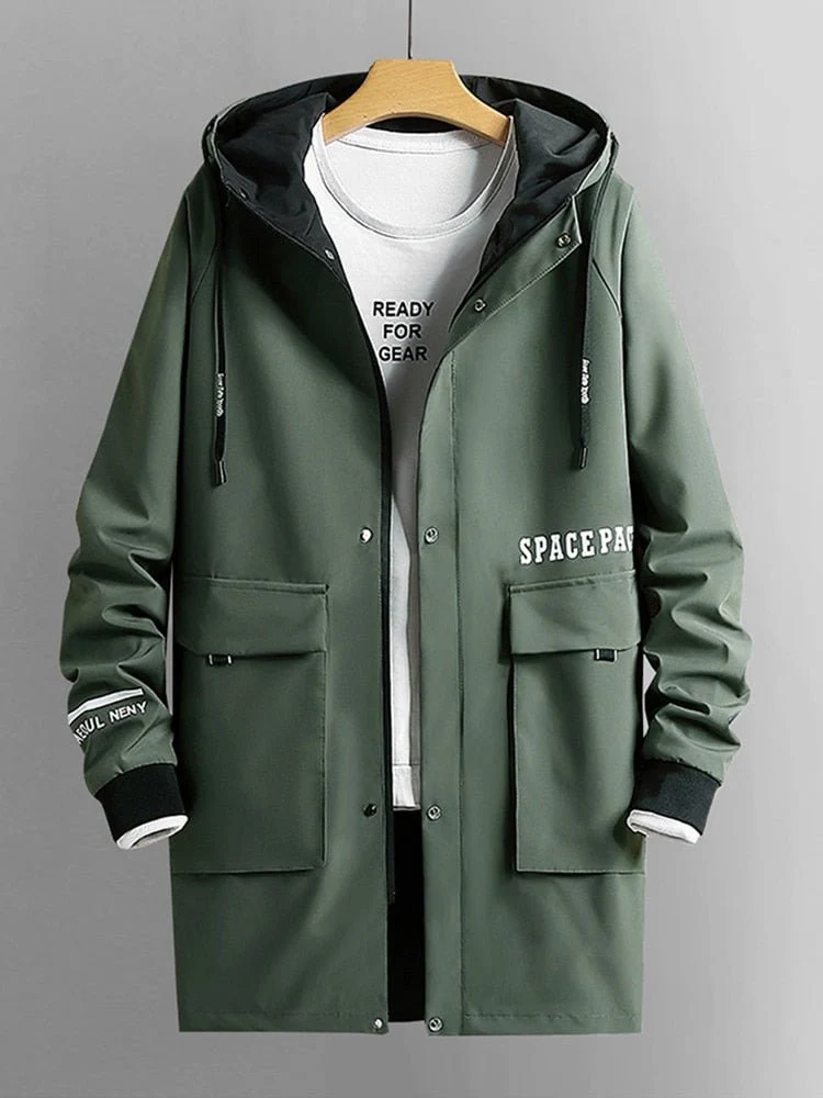 Trench-coat long / coupe-vent à capuche pour homme "Anbican - Space pace"