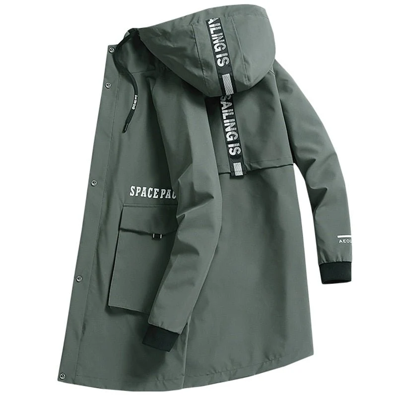 Trench-coat long / coupe-vent à capuche pour homme "Anbican - Space pace"